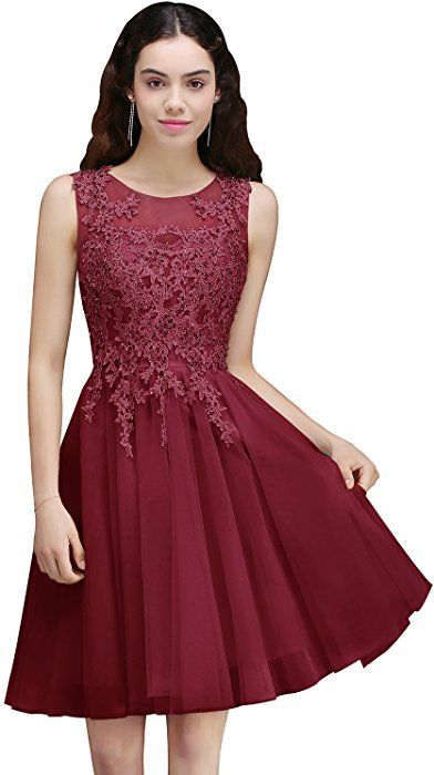 Cocktailkleid Weinrot Kurz